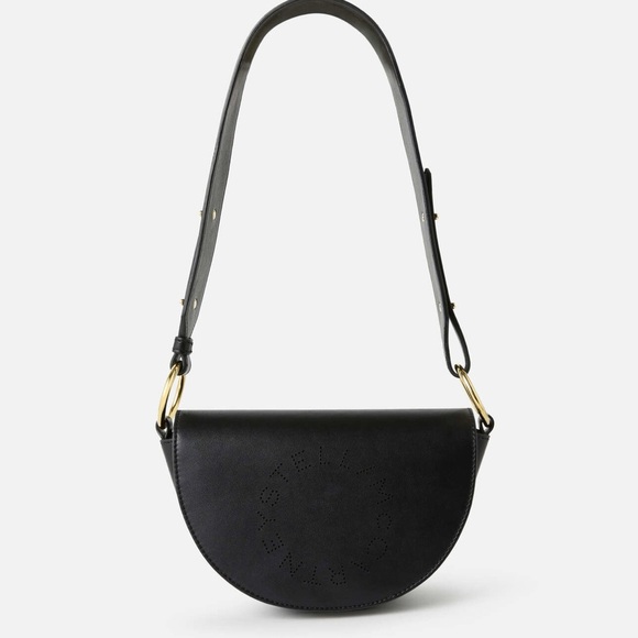 Stella McCartney Black Shoulder Bag with Logo Strap - Picture 3 of 14